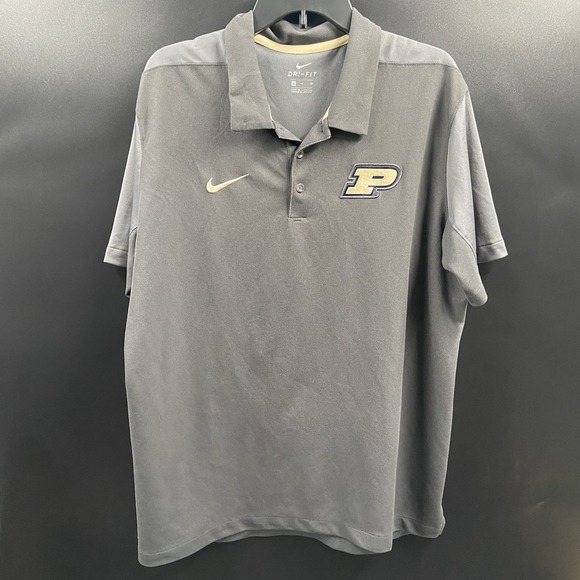 Nike Golf Purdue‎ Boilermakers Dri-Fit Polo Shirt Mens Size XL Gray Performance - Picture 1 of 9
